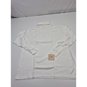 VTG J.J. Cochran Shirt Mens XL White Long Sleeve Turtleneck 100% Cotton Made USA